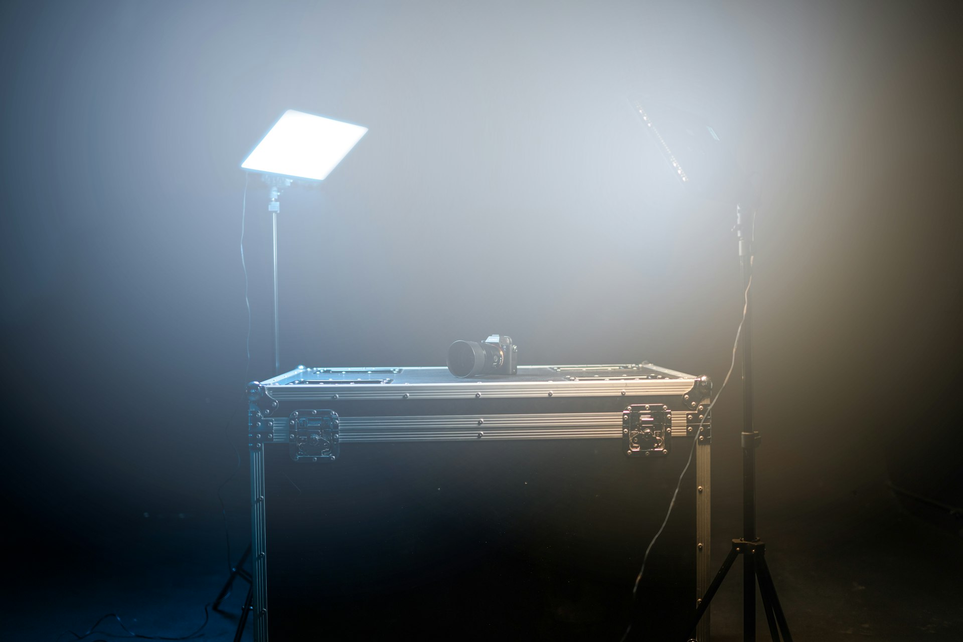 black camera on road case